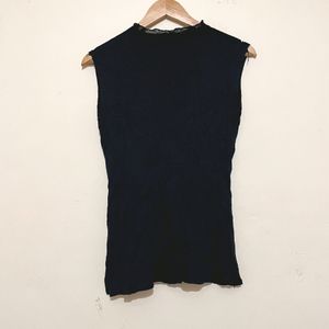 Black Ribbed Sleeveless Top