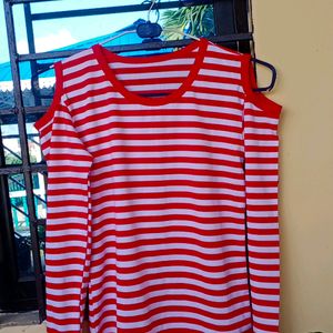 red white stripes t shirt💋