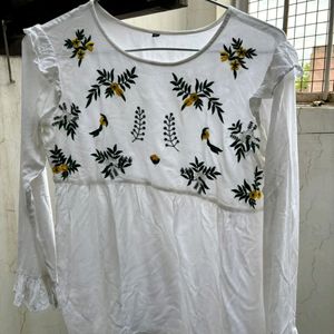 White Embroidered Top