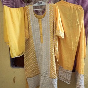 New Kurti And Palazo With Duptta Set 💛