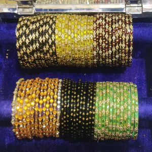 6 Sets Of Glass Bangles Bangle Set