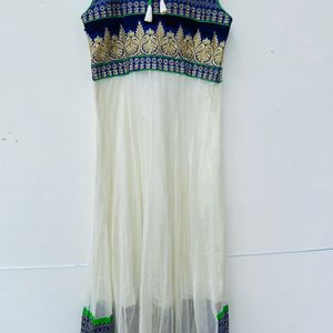 Designer White Blue Ethnic Anarkali Gown