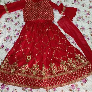 Elegant Red Party Dress for Kids (5-6 Years)