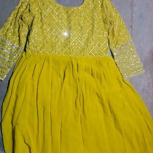 Not Combo..Rose & Yellow Embroiding Gown...1350rs