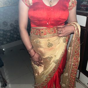 crepe saree with blouse