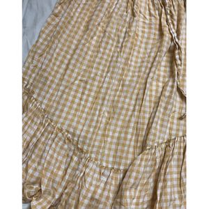 Gingham print Skirt (Yellow)