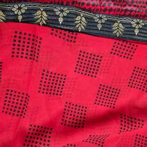 Red Saree With Embroidery Broder