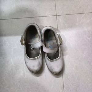 Girls White Coloured School Shoes