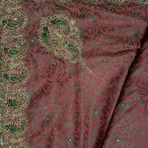 Maroon Heavy Stone Work Saree