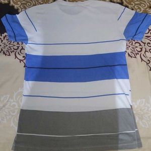 MENS ROUND NECK WHITE GREY AND BLUE COLOUR T-SHIRT