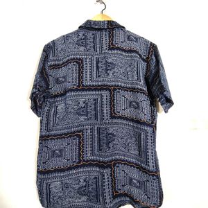 Navy Blue Printed Shirt (Men's)