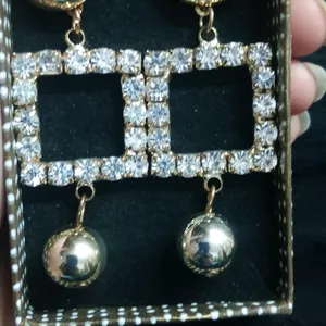 Square Diamond Long Earrings