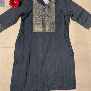 Grey Gold Ethnic Kurta