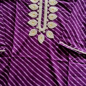 Hand Embroidered Straight Cut Long Kurta