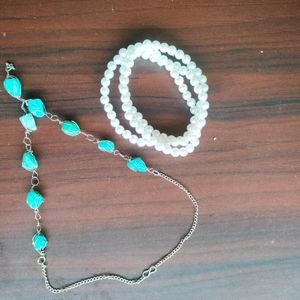 FREE PEARL CHAIN!! With Beach Themed NECKLACE