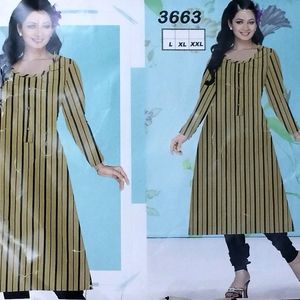 Kurti 1 piece linean cream latest fancy/western/Un