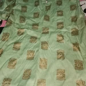 Light Green Kurti And Red Long Kurta With Prints