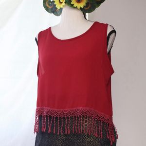 Summer Red Tassel Top