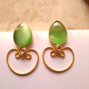 Green Brass Earrings