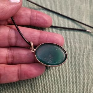 Green Oval Shaped Stone Pendant