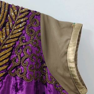 Heavy Beautiful Brown Purple Golden Studs Anarkali