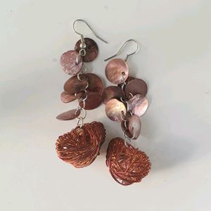 Earings Long Metal Brown Color