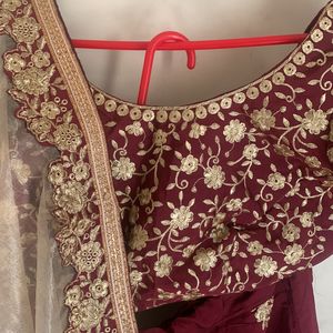 Beautiful Maroon And Gold Work Stiched Lehenga Set