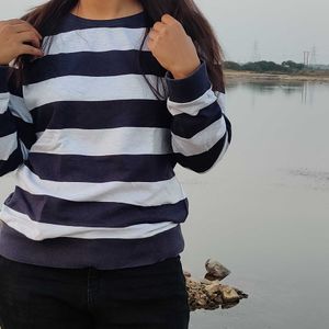 MAX Branded Blue Striped Winter Tshirt