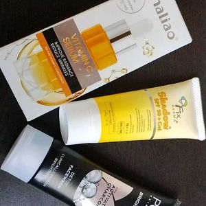 Vitamin C Face Serum And Fix Derma Sunscreen