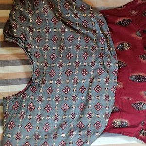 Rusted Red And Gray Coloured Kurthi