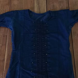 Navy Blue Beautiful Kurti 3/4 Sleeve