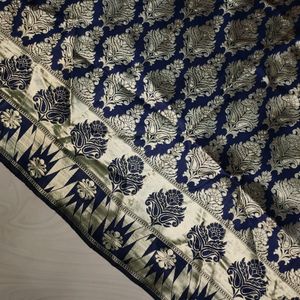 Navy Blue Banarasi Saree