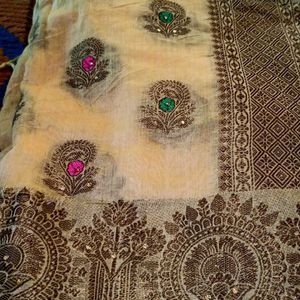 Cotton Saree With Attached Blouse