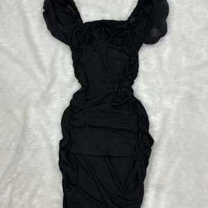 Black Ruched Bodycon Dress