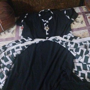 Black And White Geometric Print Top