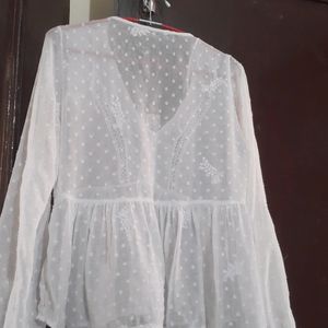 Flared White Top With Good Condition