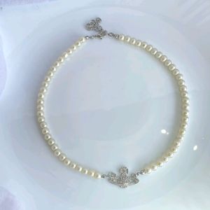 Men Vivienne Westwood Silver Pearl Choker Necklace