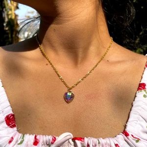 Heart Pendant With Rainbow Shine