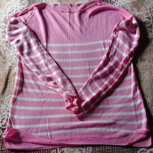 Pink  N White Strip Sweater