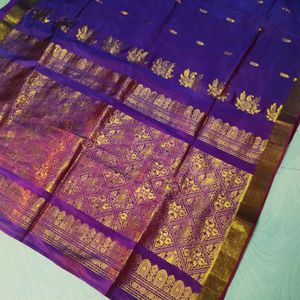 Purple Colour Pure Gadwal Saree