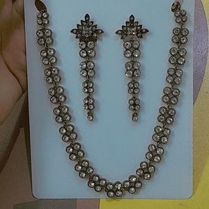 Set Of A Neck Piece, Long Earrings