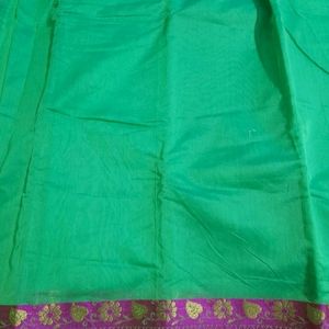 Light Green Saree with Contrast Blouse