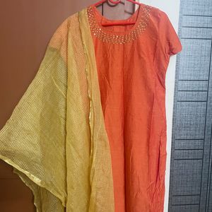 Handworked Kurta And Dupatta Combo