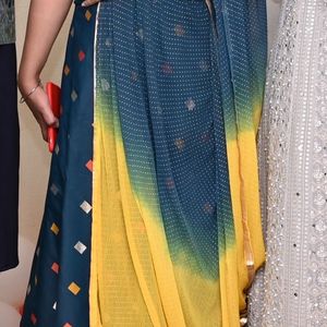 Beautiful Yellow And Rama Blue Lehenga