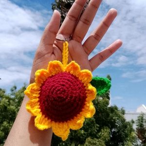 Crochet Sunflower Keychain / Handmade