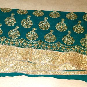 Party Wedding Wear Golden Printed Saree