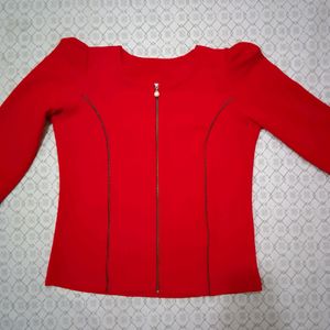 Red Front Zip Top