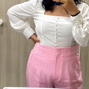 Zara Infamous High Waisted Trouser- Bubble Gum