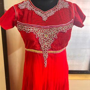 Red partywear dress