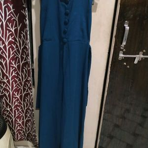 women georgette metal blue front cut kurti